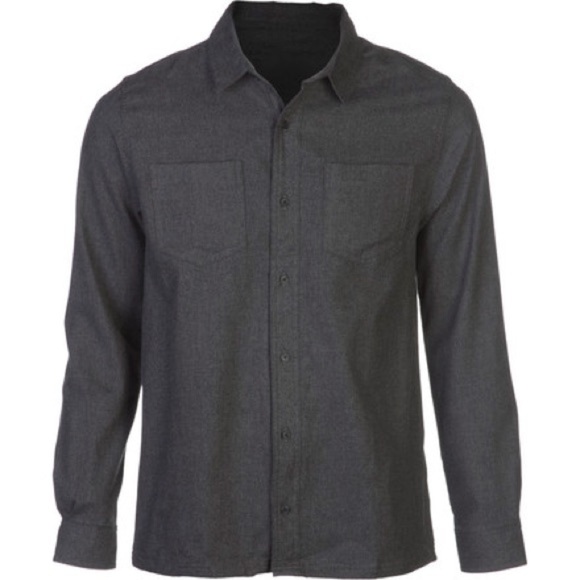 Toad & Co Flannagen Organic Cotton Flannel Button Down- Heather Grey- Large - Picture 2 of 10